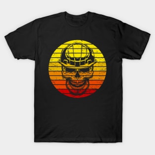 Skull Civil Engineering Construction Worker Retro T-Shirt